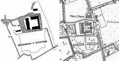 L: Havixbeck - Haus Stapel in BuK Coesfeld, 83, R: Grundriss in DGK 5