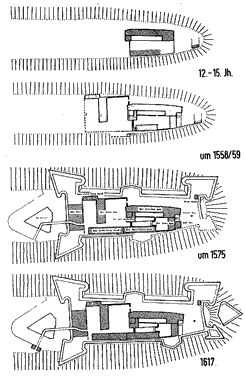 Bauphasenplan: Keddigkeit, Pflzisches Burgenlexikon II (2002), S. 433, Abb. 164, aus: Thomas Biller, Das 