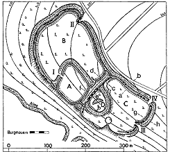 Plan der Anlage Hahnenburg (aus Hberg 1971, S. 238)