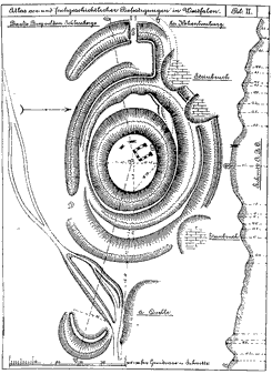  Die Anlage Sieben Grben nach einer Vermessung von 1920 (aus Atlas vor- und frhgeschichtlicher Befestigungen in Westfalen Blatt II)