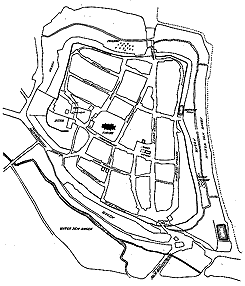 Lageplan von Burg und Stadt, aus. BuK Warburg (1939)