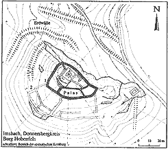 Burgruine Hohenfels/Donnersberg, Grundriss (nach Bernhard/Barz 1991), Pflzisches Burgenlexikon Bd. II (2002), S. 398