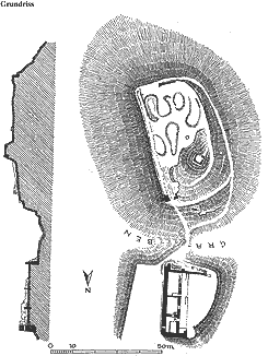 Burgruine Stauf, Grundriss, um 1935 (GDKE Rheinland-Pfalz, Direktion Bau- und Kunstdenkmalpflege, Plansgl.) Pflzisches Burgenlexikon Bd. IV.2 (2007), S. 20