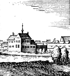  Burg Dinkelrode in Neuenhaus bei Merian (aus Bruns 1969, S. 27)