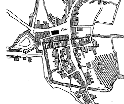  Stadtplan von Neuenhaus mit dem Gelnde von Burg Dinkelrode (aus Ndeke S. 166)