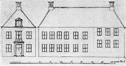 Ansicht des Residenzgebudes der Burg von von Nordhorn um 1700 (aus Voort 1969, S. 64)