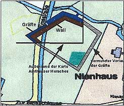  Rekonstruktion des Grftenverlaufs der Burg Nienhaus (aus Glatthaar,Schpper 2004, S. 127)