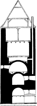  Aufriss des Bergfrieds (aus Nldeke 1915, S. 48, Abb. 48)