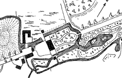  Plan von Haus Langelage, links der vermutliche Mottenhgel (aus vom Bruch 1930, S. 250