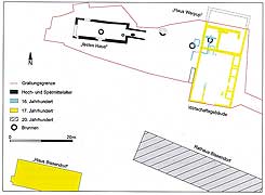  Plan der Ausgrabungen bei Haus Bissendorf (aus Lau 2014, S. 116)