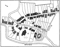 bersichtsskizze zur Lage von Kirche und Burg (Nr. 1), nach Zoller 1980, S. 55.