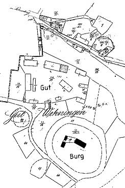 Plan von Gut und Burg Wehningen 1875 (aus Puffahrt 2006, S. 23).