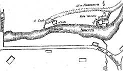 Lageplan der Wichmannsburg nach der Ortschronik von 1878 (aus Gehrke 2009, S. 79)