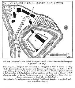 Plan des Schlosses von Otterndorf aus der 2. Hlfte des 18. Jhs. nach einer Zeichnung von L. (?) Vick. 1: 2000 (aus: Die Kunstdenkmale des Kreises Land Hadeln und der Stadt Cuxhaven, bearb. v. O. Kieker/W. Lenz/H. Rther [Die Kunstdenkmale des Landes Niedersachsens 30/1], Stade 1956, S. 287 Abb. 127).