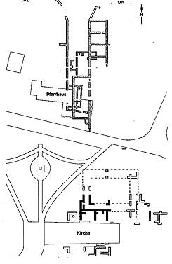 Plan der Grabungsbefunde von der Pfalz Phlde (aus Claus 1978, S. 102