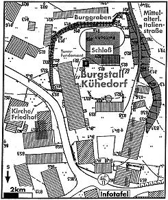 Plan der Burg in Khedorf (aus Rossmeissl 1999, S. 39)